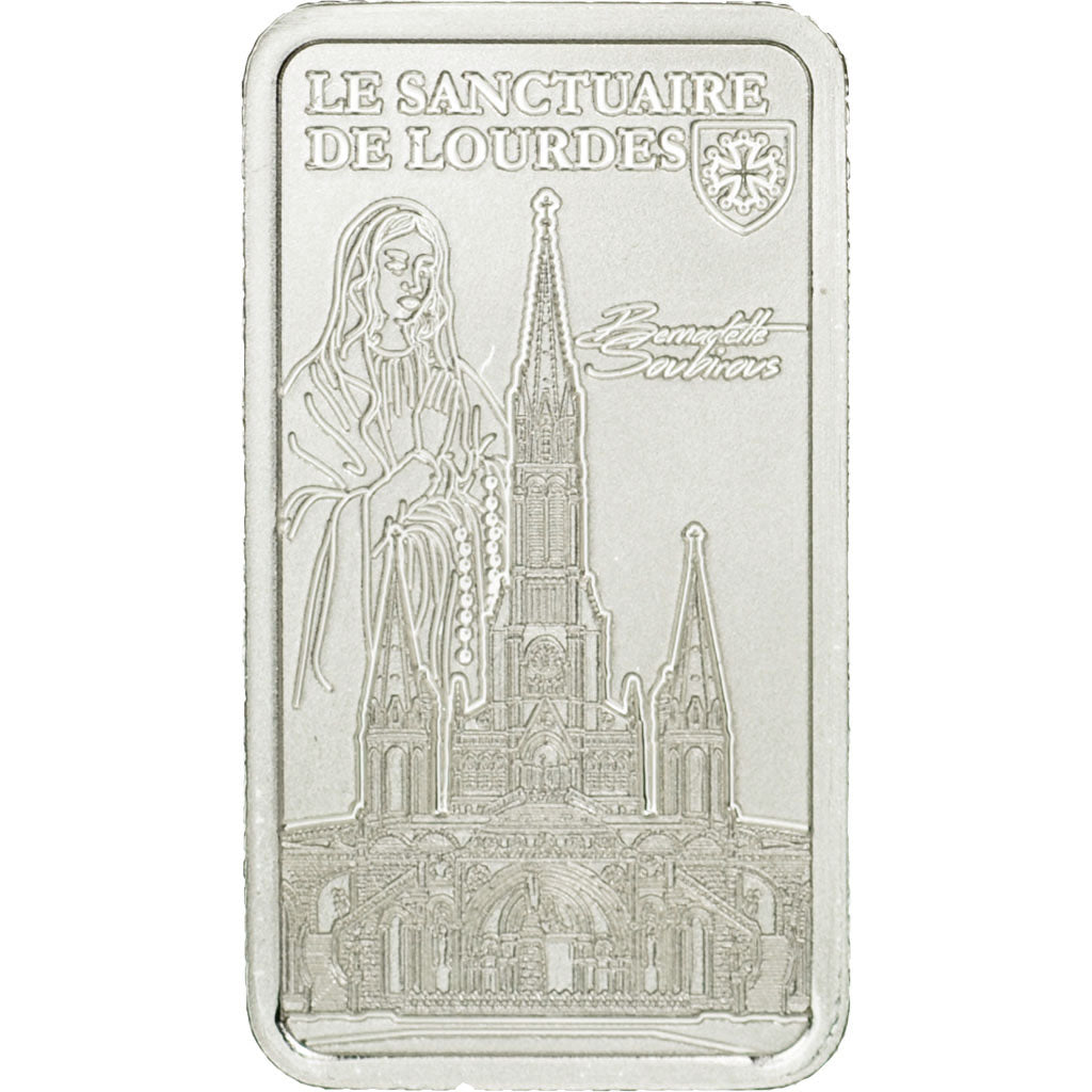 France, Medal, Lingotin d'Argent Pur, Le Sanctuaire de Lourdes, 2017, MS(65-70)