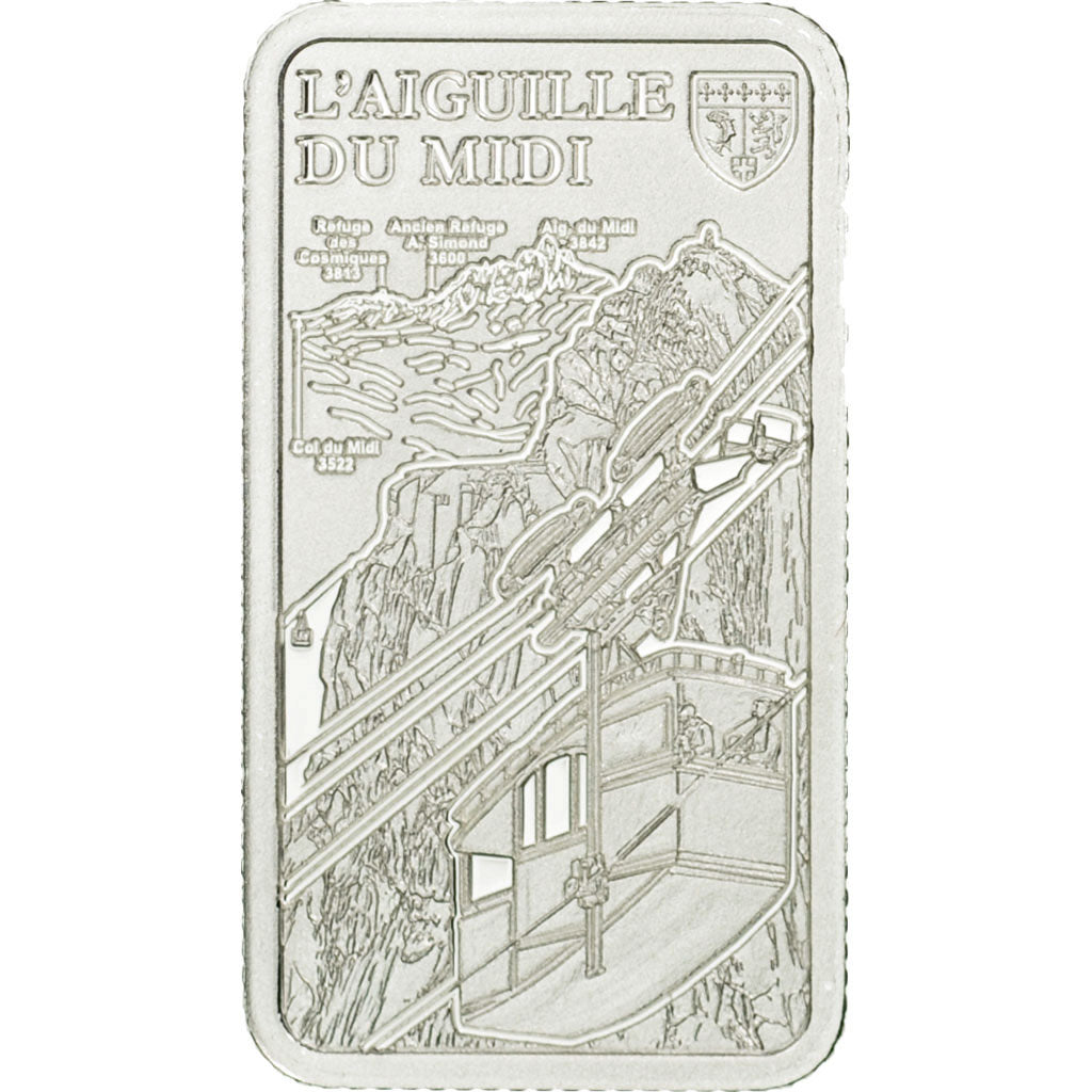 France, Médaille, Lingotin d'Argent Pur, L'Aiguille du Midi, 2017, FDC, Argent