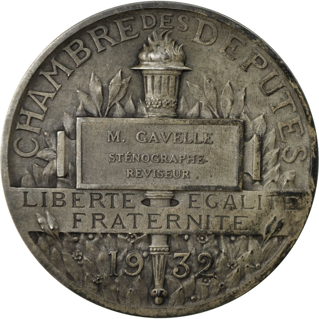 Francia, medaglia, Chambre des Députés, J.Gavelle, Sténographe, 1932