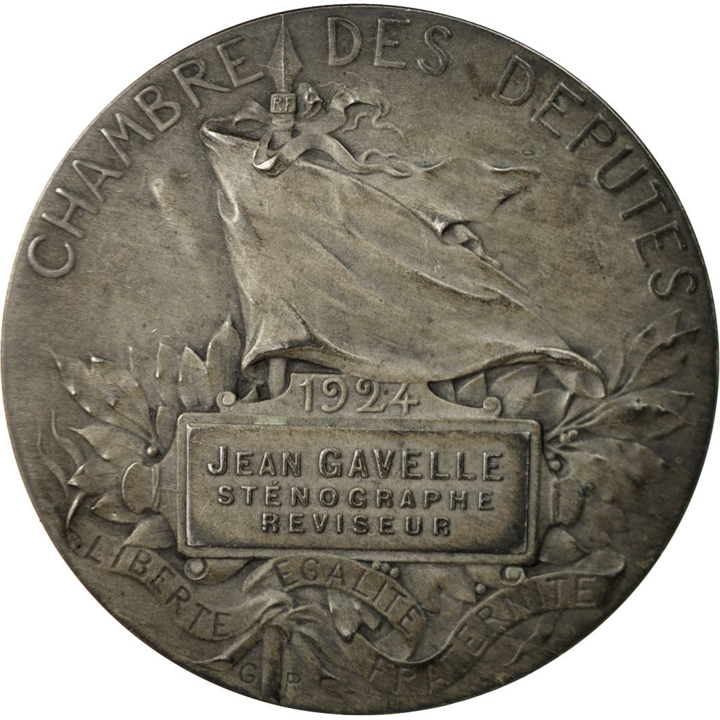 Frankrijk, Medaille, Chambre des Députés, J.Gavelle, Sténographe, 1924