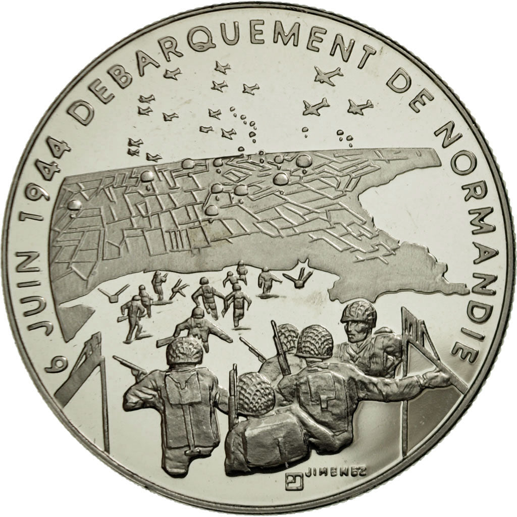 Francia, medalla, 1939-1945, Débarquement de Normandie, Jimenez, FDC, Níquel