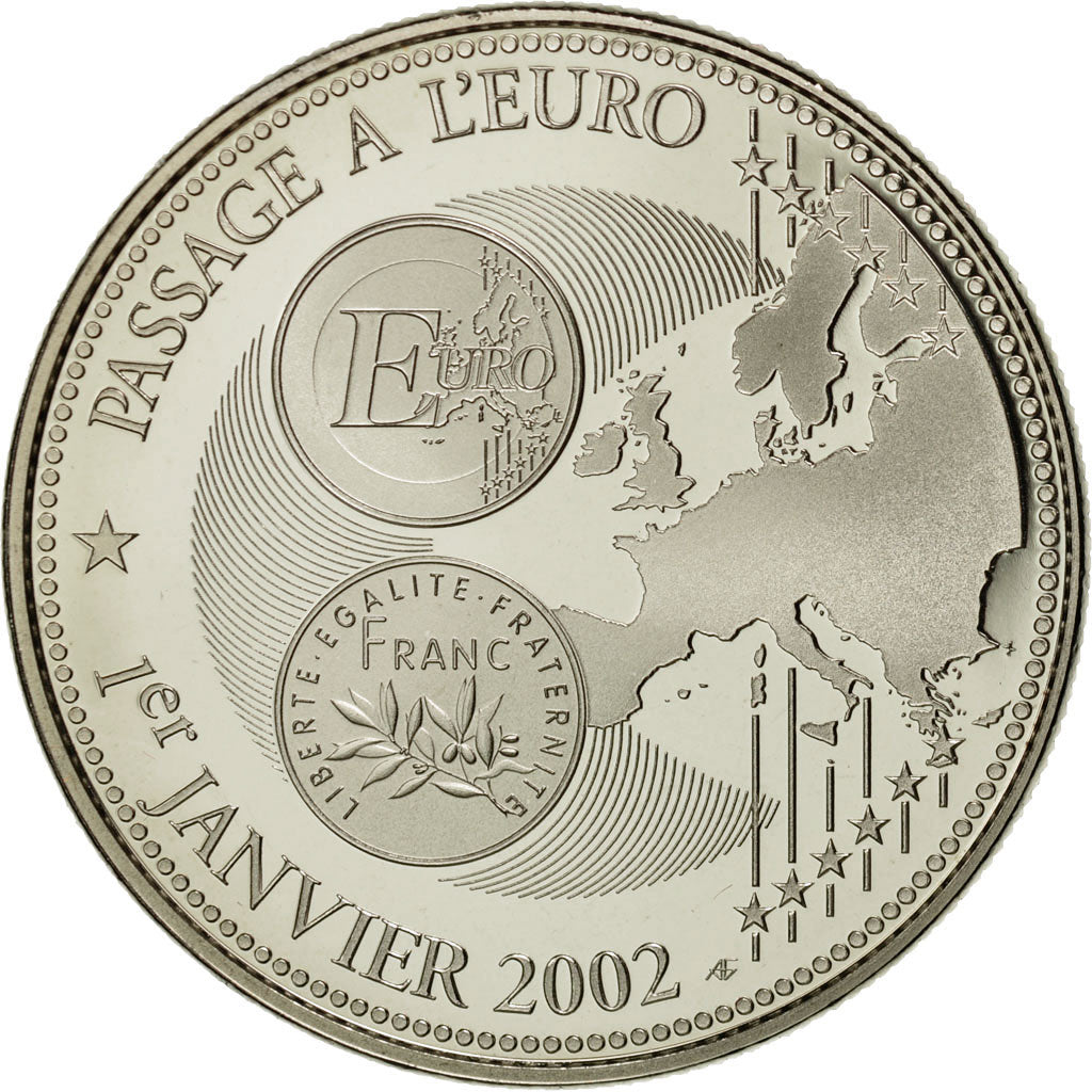 France, Medal, Passage à l'Euro, 2002, MS(65-70), Copper-nickel