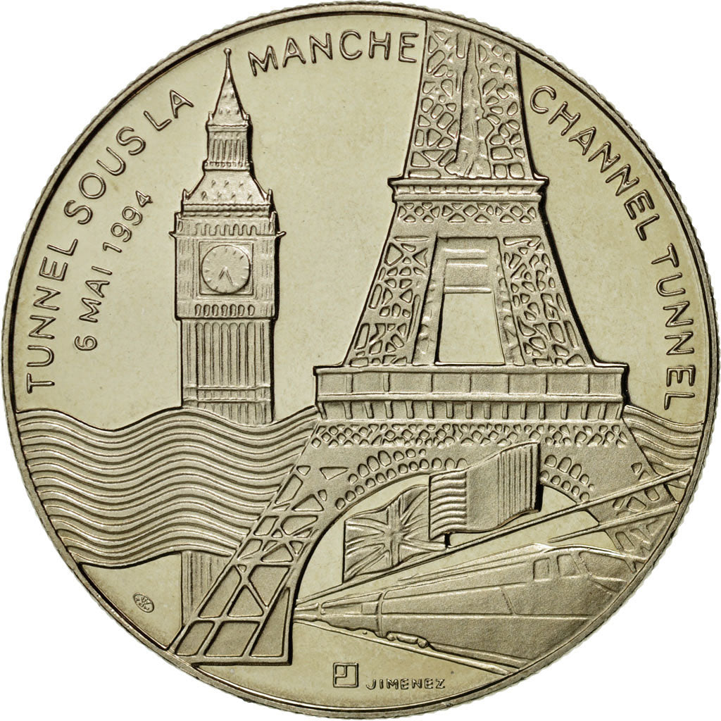 France, Médaille, Tunnel sous la Manche, Elisabeth II-François Mitterrand