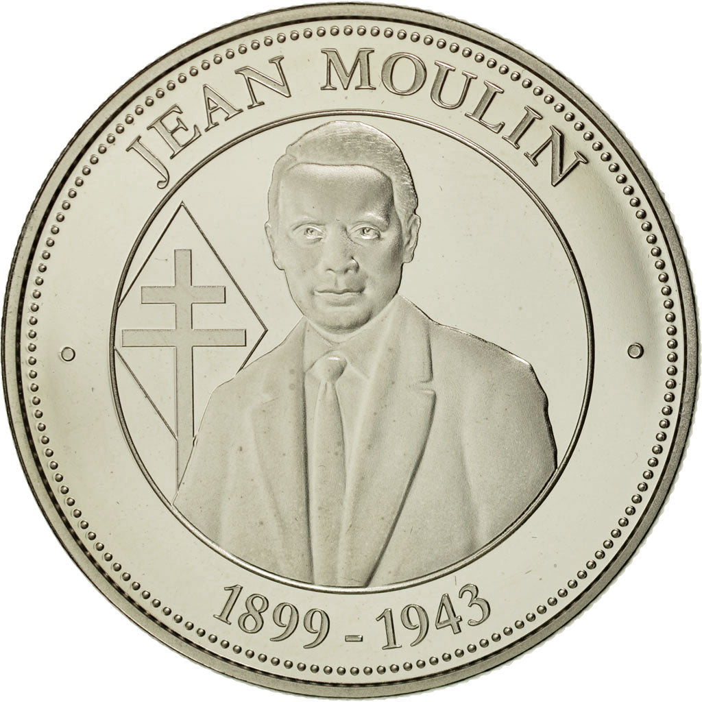France, Medal, Les Grands Hommes, Jean Moulin, MS(65-70), Copper-nickel