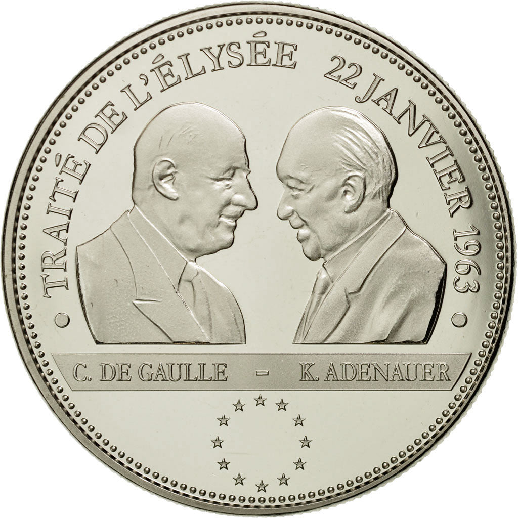 France, Medal, Vème République, Traité de l'Elysée, MS(65-70), Copper-nickel
