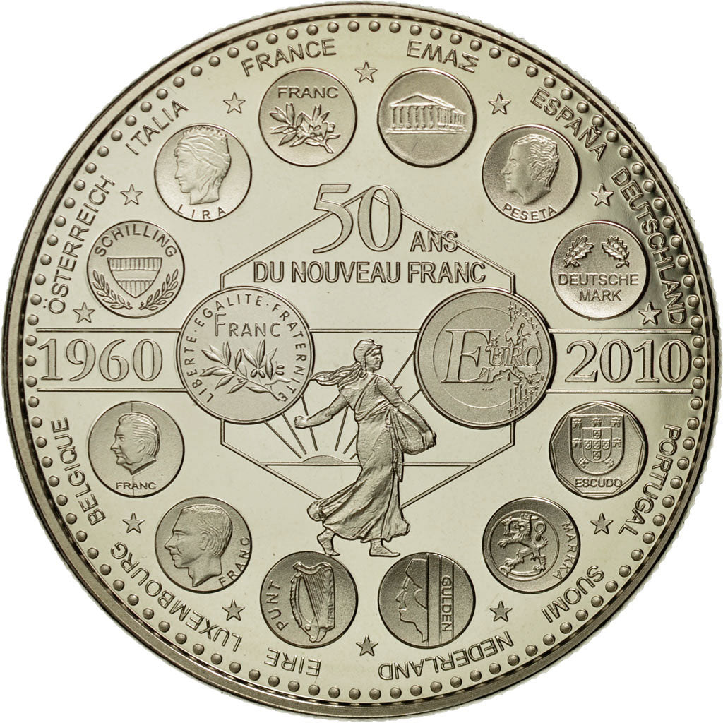 France, Medal, L'Europe des XXVII, 50 ans du nouveau Franc, 2010, MS(65-70)