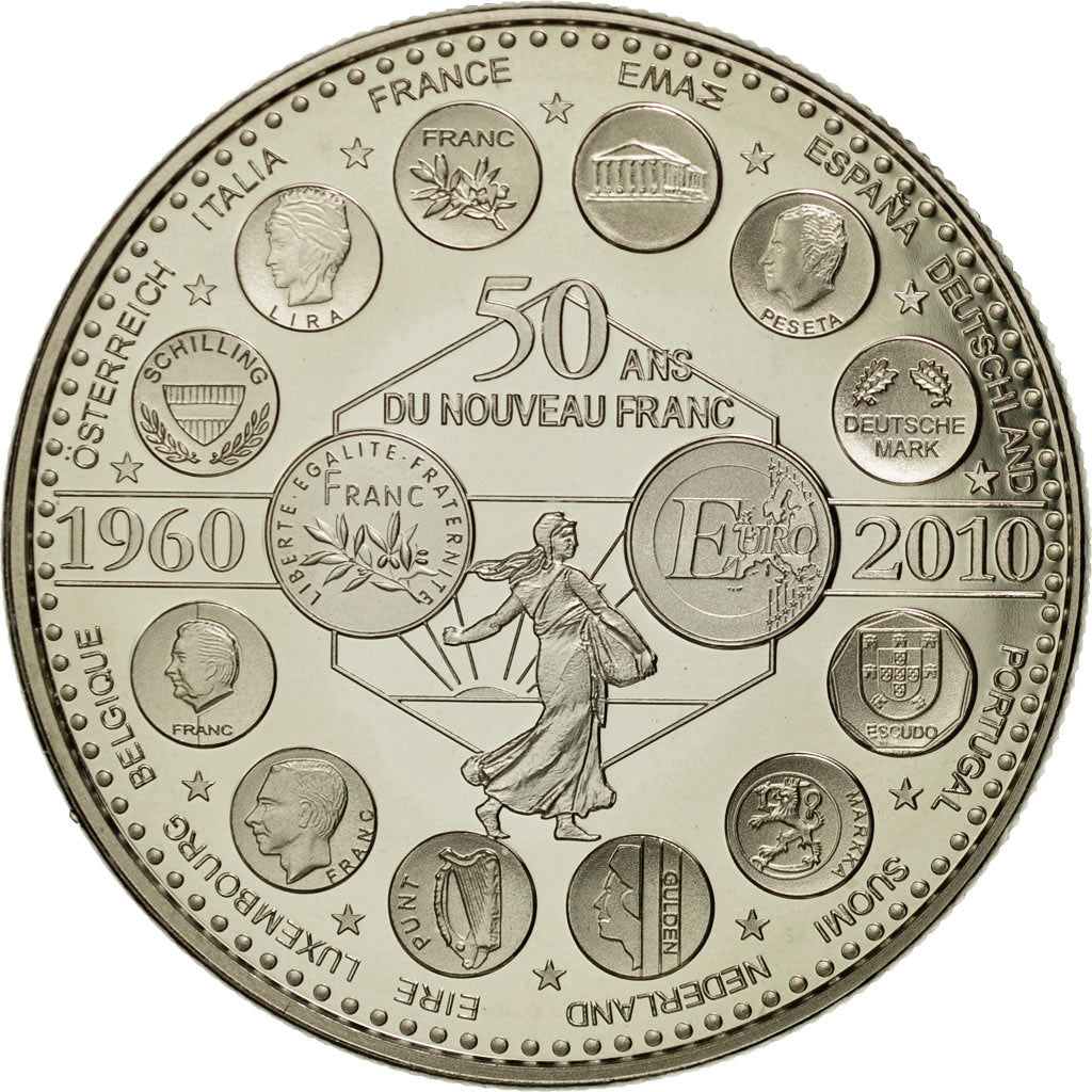 France, Medal, L'Europe des XXVII, 50 ans du nouveau Franc, 2010, MS(65-70)