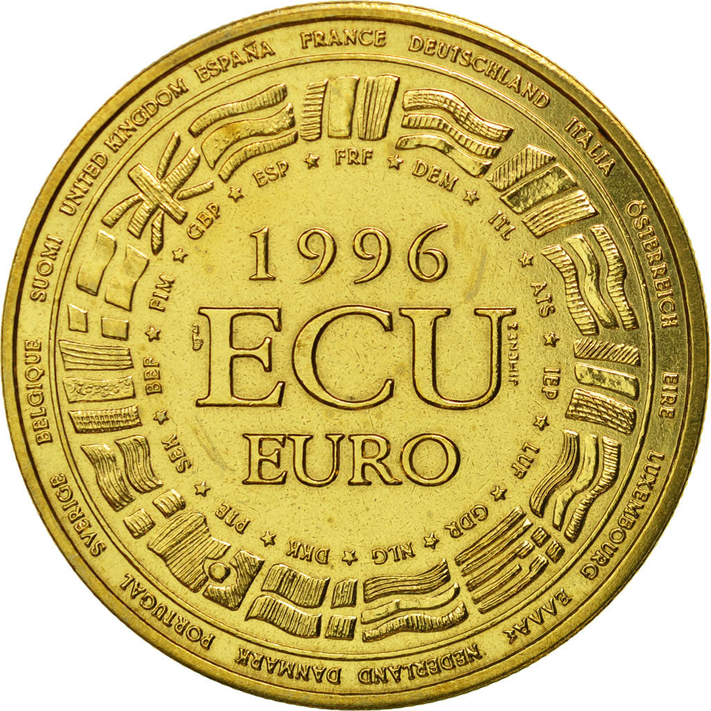 France, Medal, Ecu Euro, EUROPA, 1996, MS(65-70), Copper-Nickel Gilt
