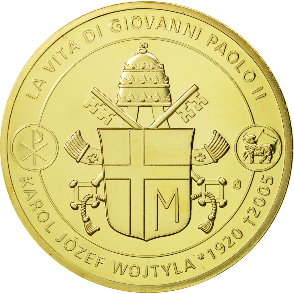 Vatican, Médaille, Mort du Pape Jean-Paul II, 2005, FDC, Copper-Nickel Gilt