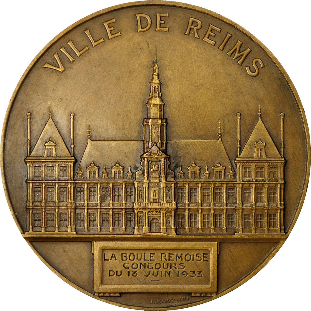 Frankreich, Medaille, Pétanque, La Boule Rémoise, Reims, 1933, Margotin, VZ+