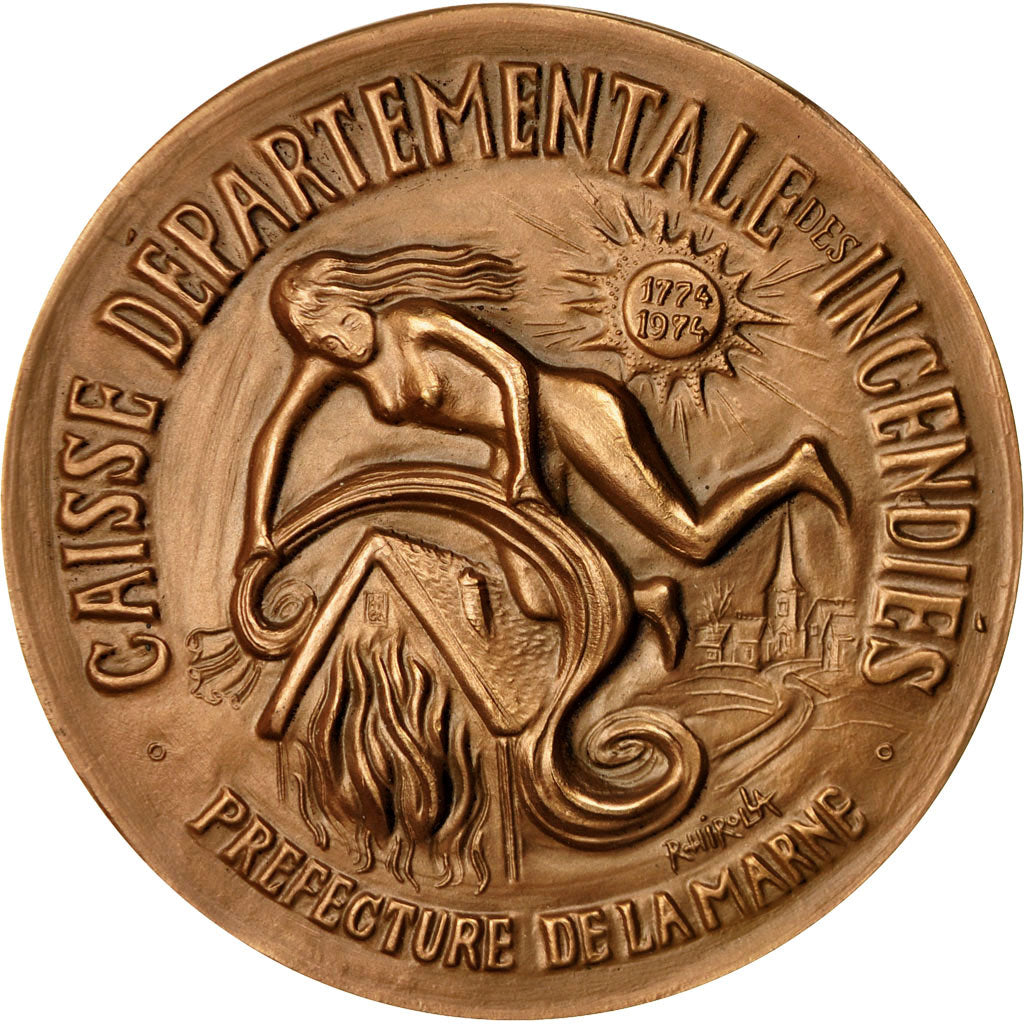 France, Medal, Caisse Départementale des Incendies, La Marne, 1975, hirolla