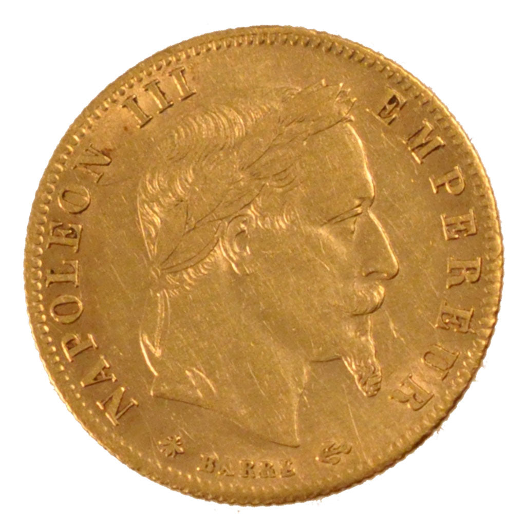 FRANCE, Napoléon III, 5 Francs, 1866, Paris, KM #803.1, AU(50-53), Gold, Gadoury