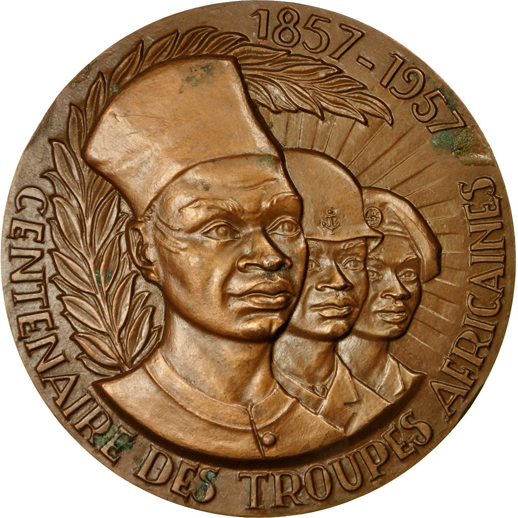 France, Médaille, Centenaire des troupes africaines, Tschudin, SUP+, Bronze