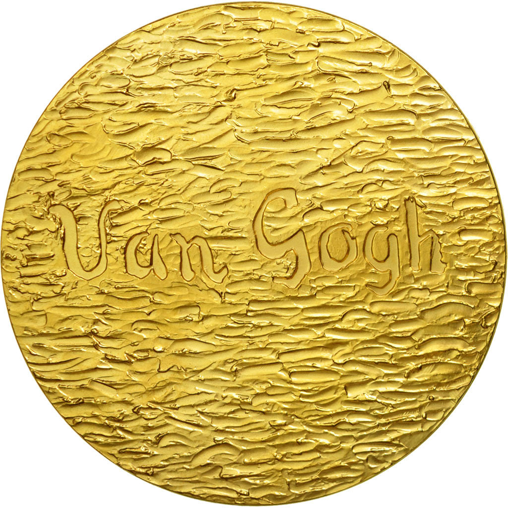 Francia, medalla, Peinture, Van Gogh, L'Eglise d'Auvers, FDC, Bronce dorado