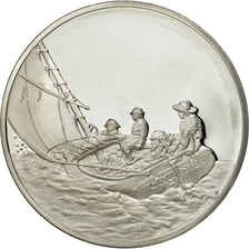 France, Medal, Peinture, La Brise se Lève, Winslow Homer, MS(65-70), Silver
