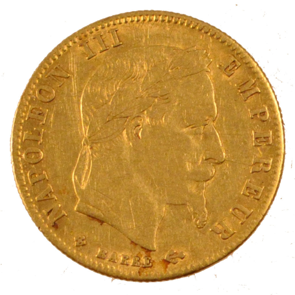 FRANCE, Napoléon III, 5 Francs, 1867, Strasbourg, KM #803.2, AU(50-53), Gold, G.