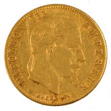 FRANCE, Napoléon III, 5 Francs, 1867, Strasbourg, KM #803.2, AU(50-53), Gold, G.