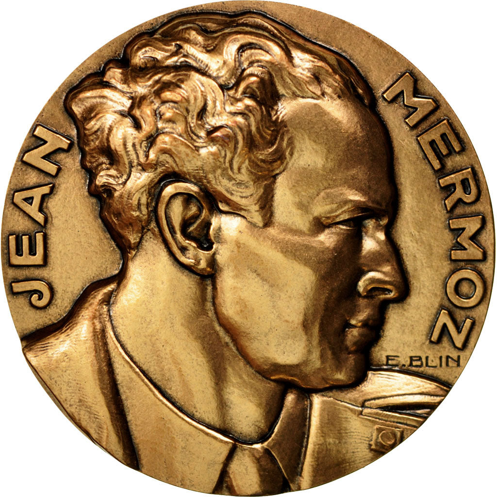 France, Medal, Art Déco, Jean Mermoz, Blin, MS(64), Bronze