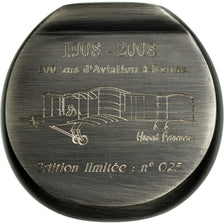 France, Medal, 100 Ans d'Aviation à Reims, 2008, MS(64), Silvered bronze