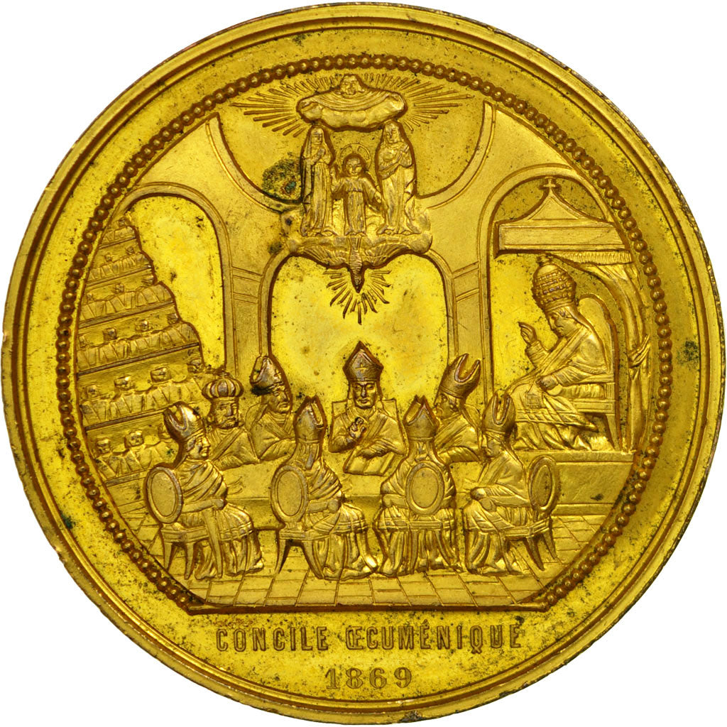 Vatican, Medal, Pie IX, Concile Oecuménique, 1869, AU(55-58), Gilt Bronze