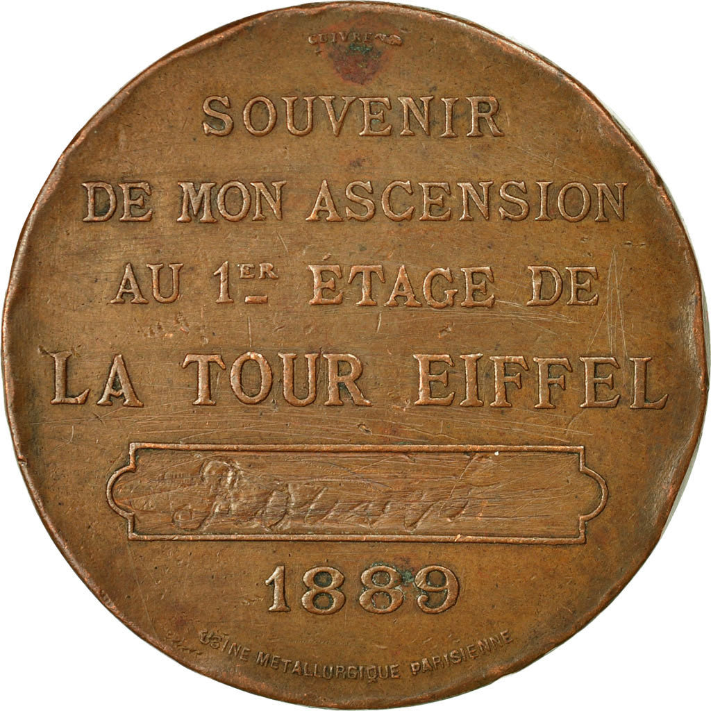 Francia, medaglia, Souvenir de mon Ascension à la Tour Eiffel, 1889, Trotin