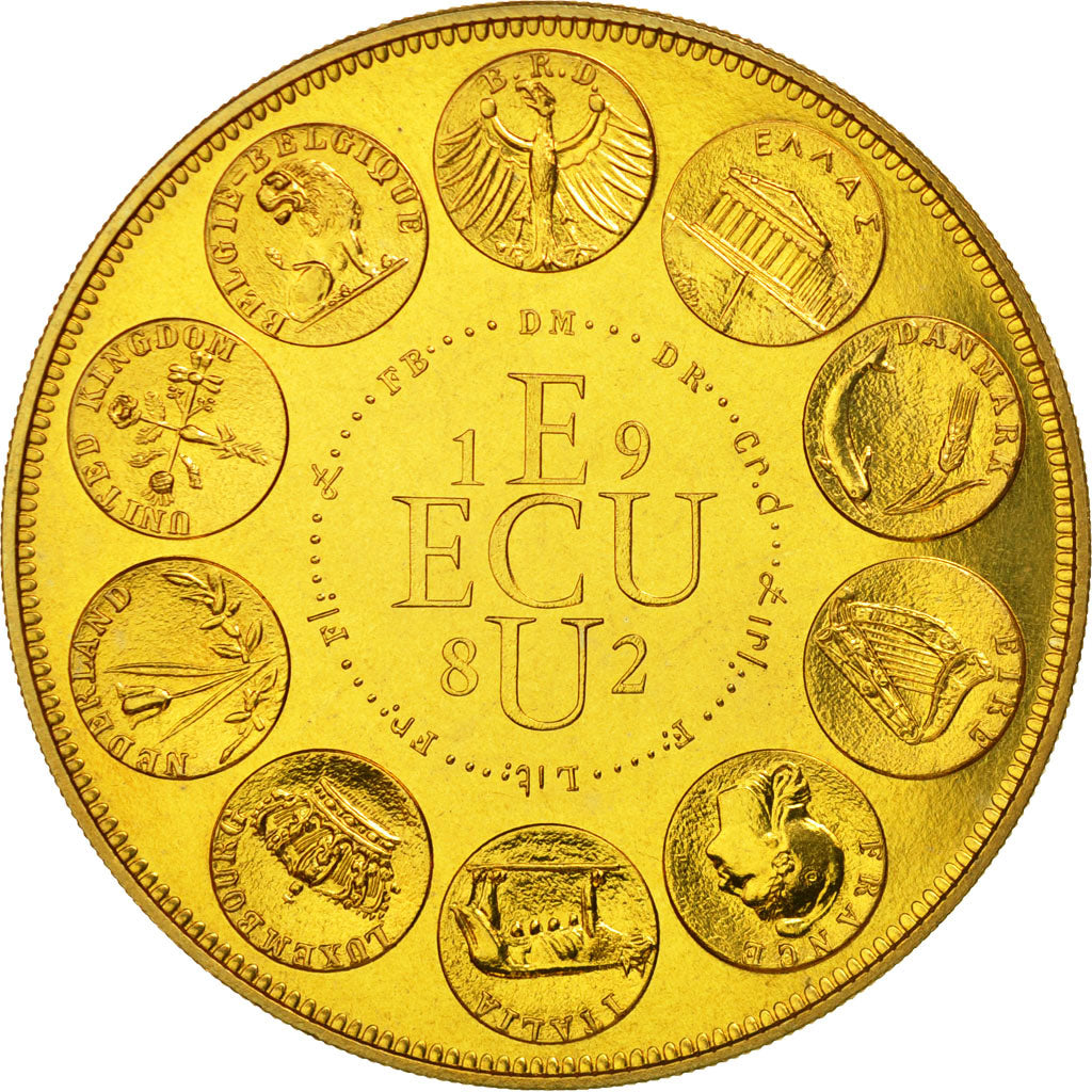 Frankrijk, Medaille, Ecu Europa, Europe Assise, 1982, Rodier, FDC, Gilt Bronze