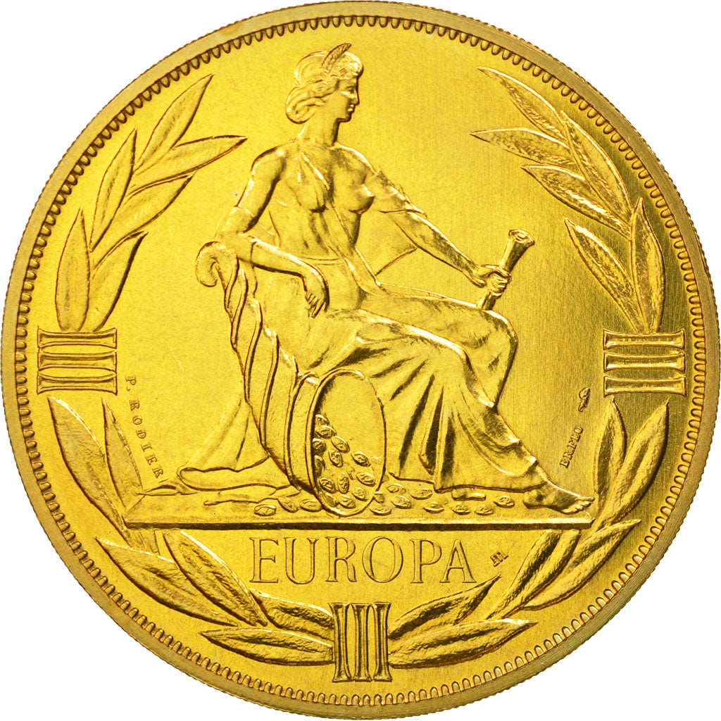Frankrijk, Medaille, Ecu Europa, Europe Assise, 1982, Rodier, FDC, Gilt Bronze
