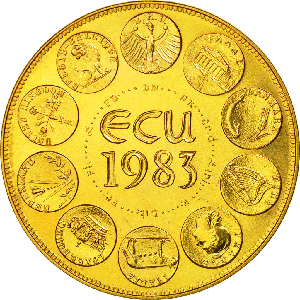 France, Médaille, Ecu Europa, Europe Assise, 1983, Rodier, FDC, Gilt Bronze