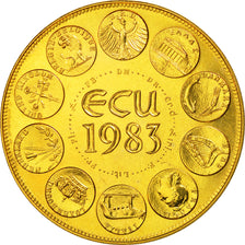 France, Médaille, Ecu Europa, Europe Assise, 1983, Rodier, FDC, Gilt Bronze