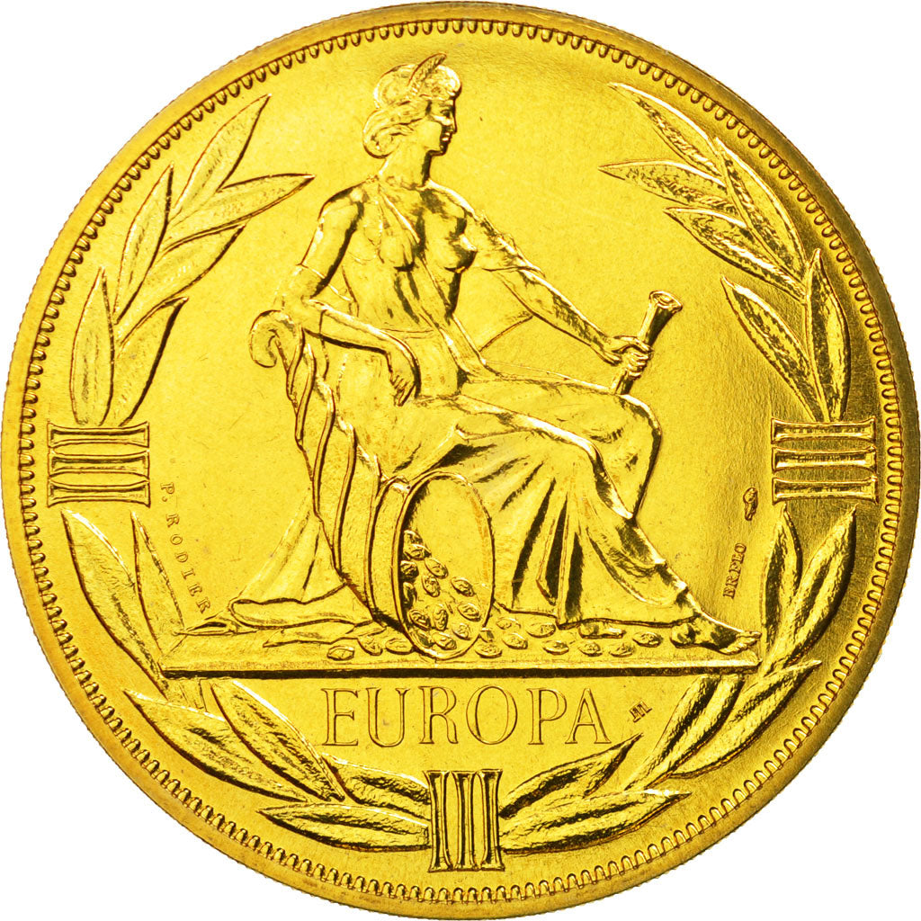 France, Médaille, Ecu Europa, Europe Assise, 1983, Rodier, FDC, Gilt Bronze
