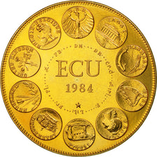 Frankrijk, Medaille, Ecu Europa, Europe Assise, 1984, Rodier, FDC, Gilt Bronze