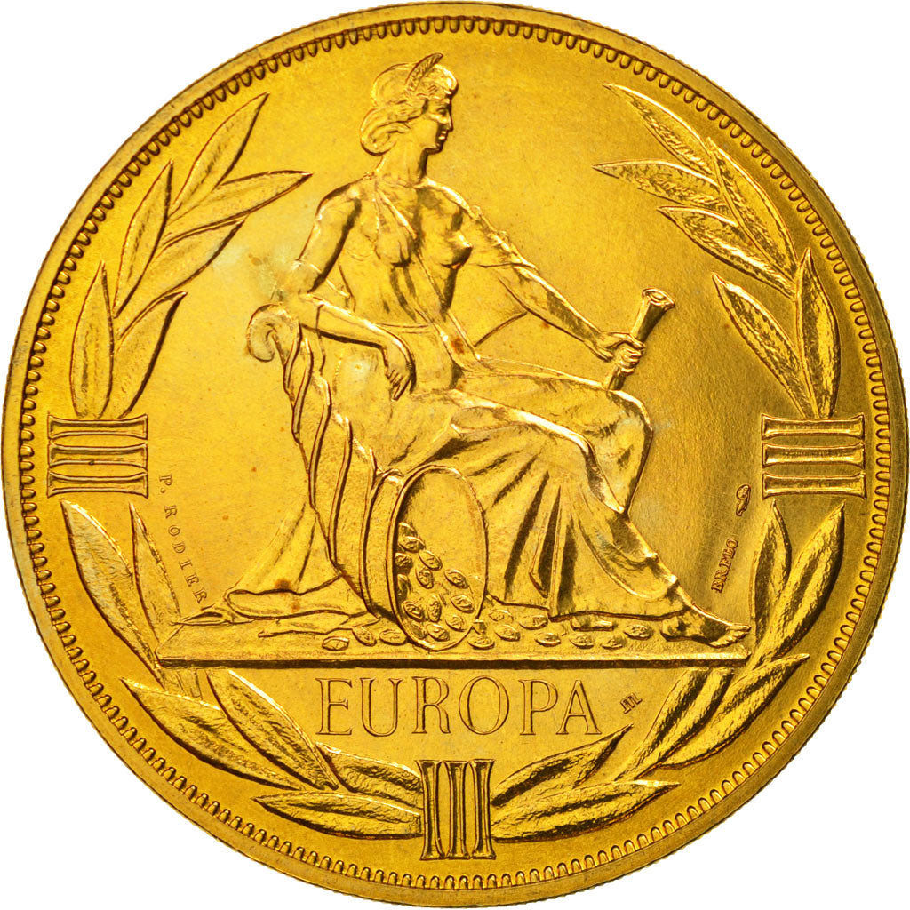 Frankrijk, Medaille, Ecu Europa, Europe Assise, 1984, Rodier, FDC, Gilt Bronze