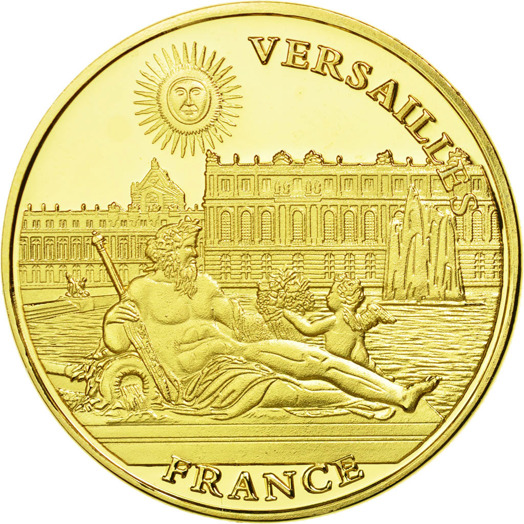 France, Medal, Le Château de Versailles, MS(65-70), Copper-Nickel Gilt