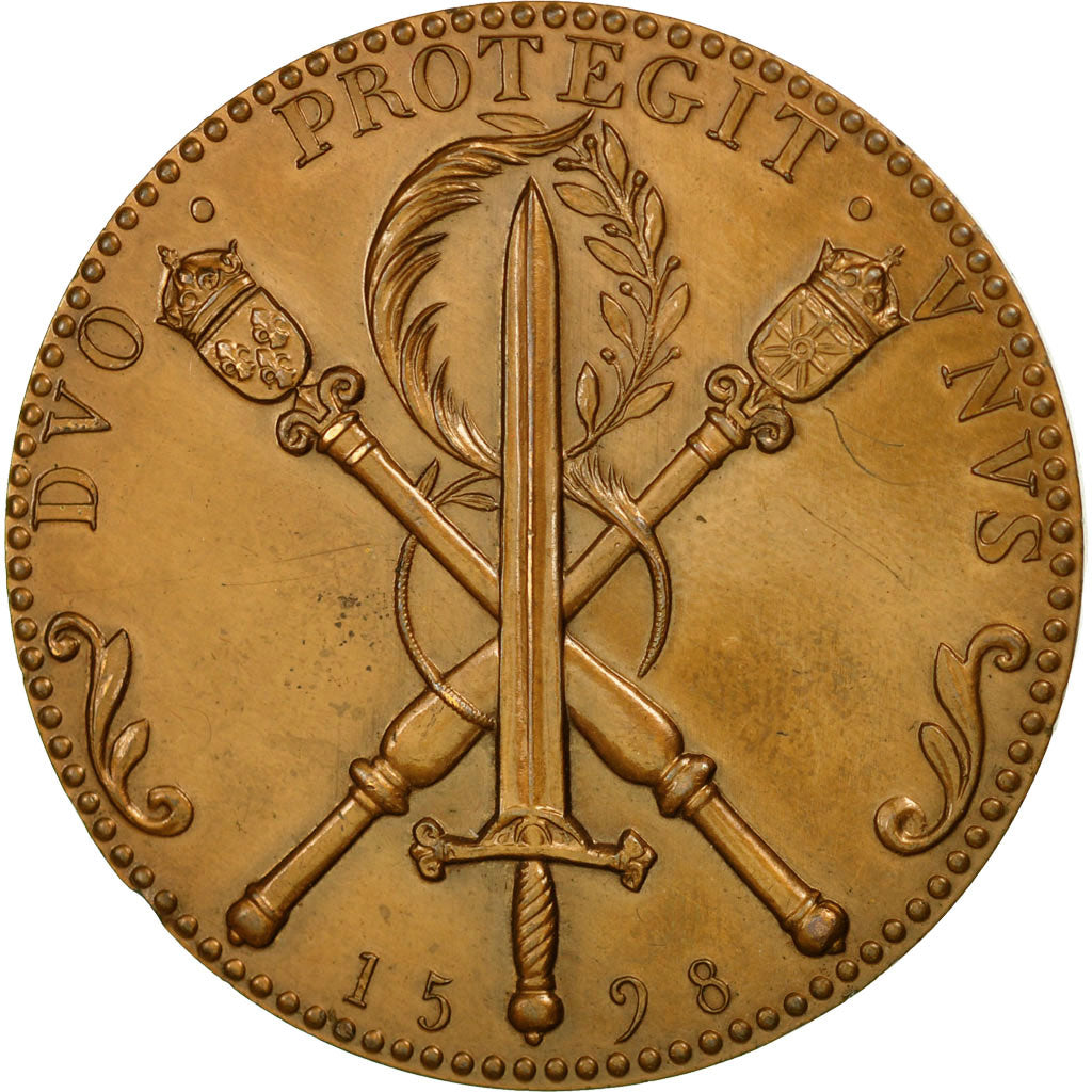 France, Medal, Henri IV, Duo Protegit Unus, 1972, Restrike, MS(63), Bronze