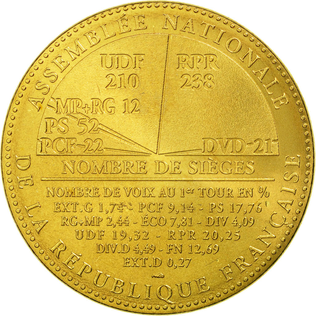 Francia, medaglia, Elections Législatives, Assemblée Nationale, 1993, FDC