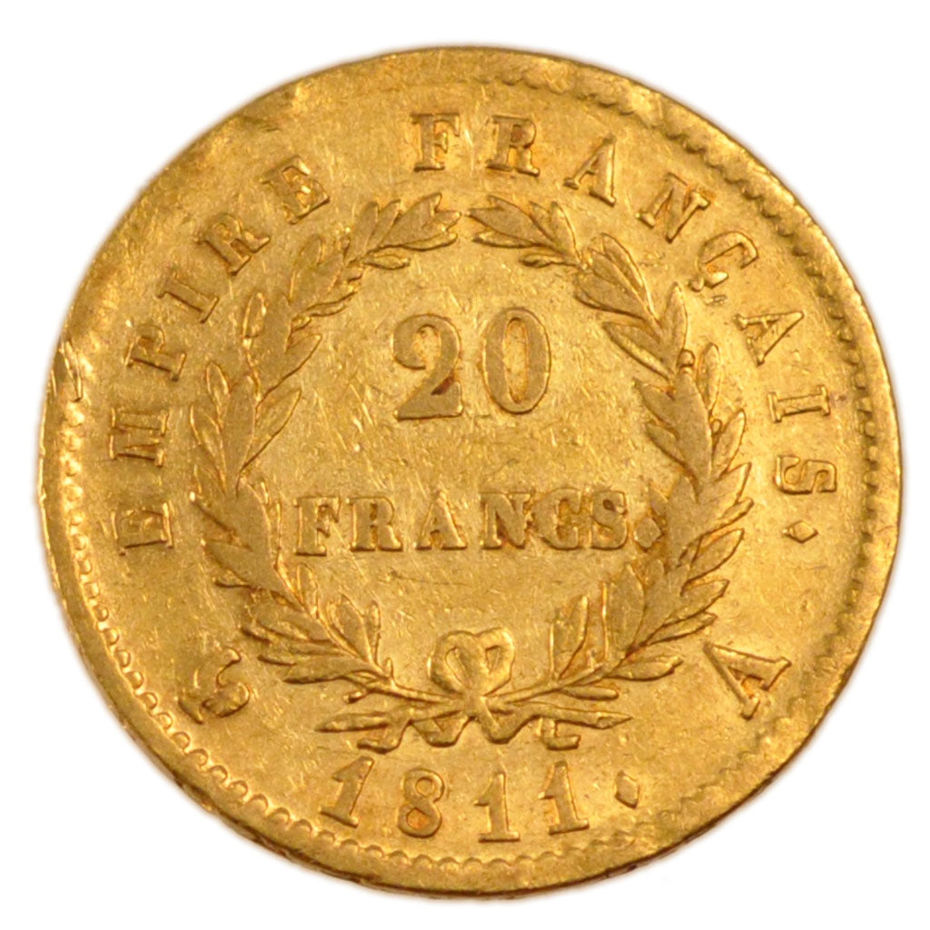 FRANCE, Napoléon I, 20 Francs, 1811, Paris, EF(40-45), Gold, Gadoury #1025, 6.40