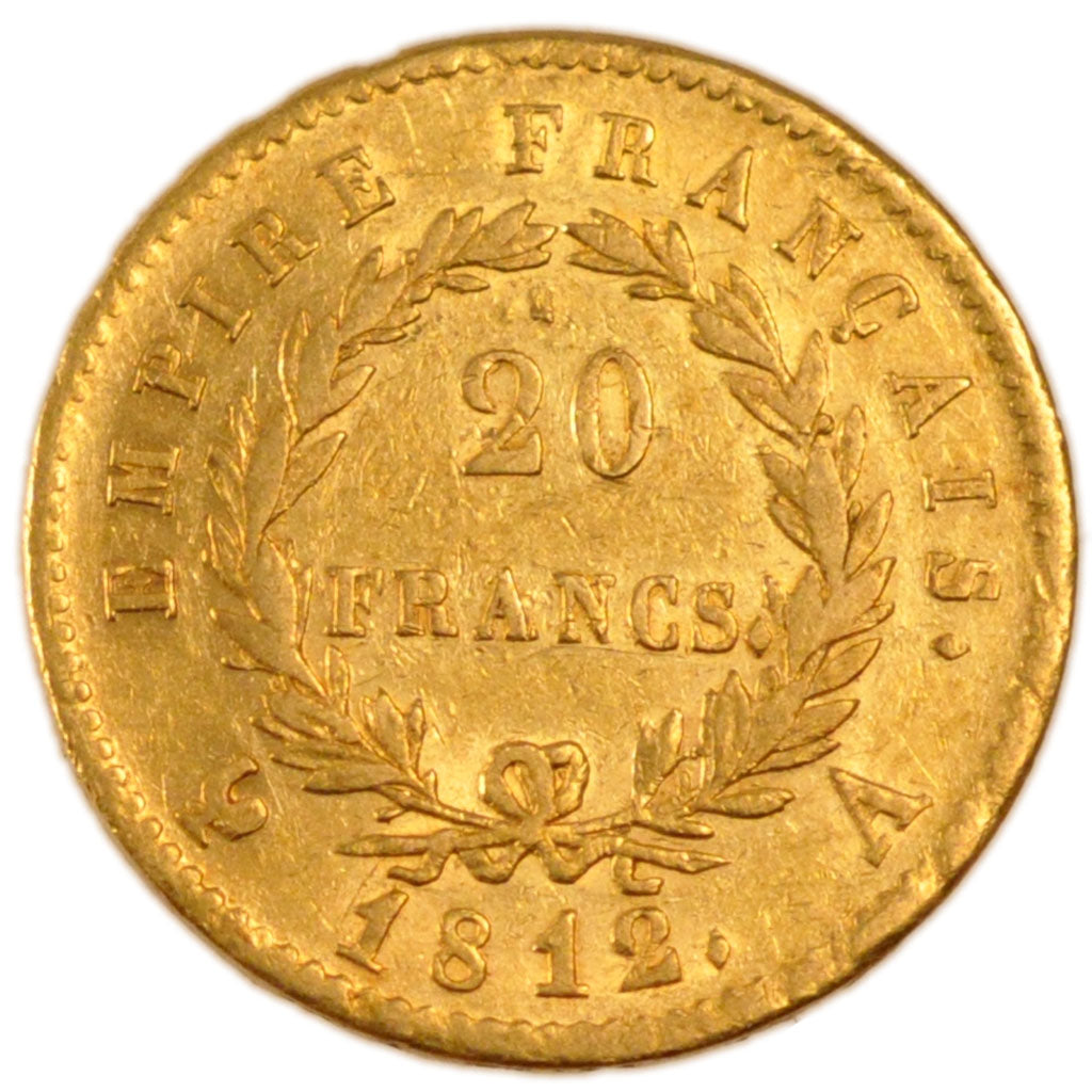 FRANCE, Napoléon I, 20 Francs, 1812, Paris, EF(40-45), Gold, Gadoury #1025, 6.40