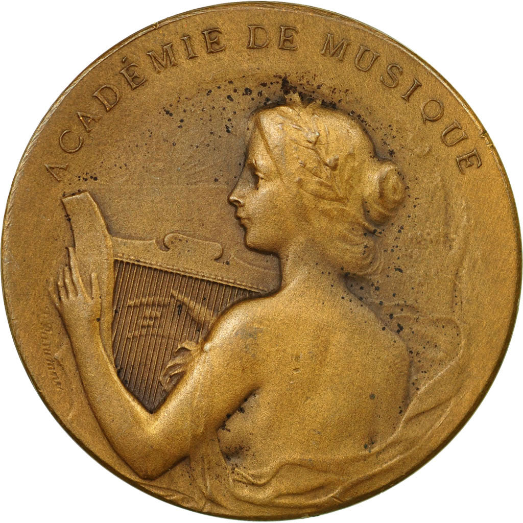 France, Medal, Art Nouveau, Académie de Musique de Calais, Rasumny, AU(55-58)