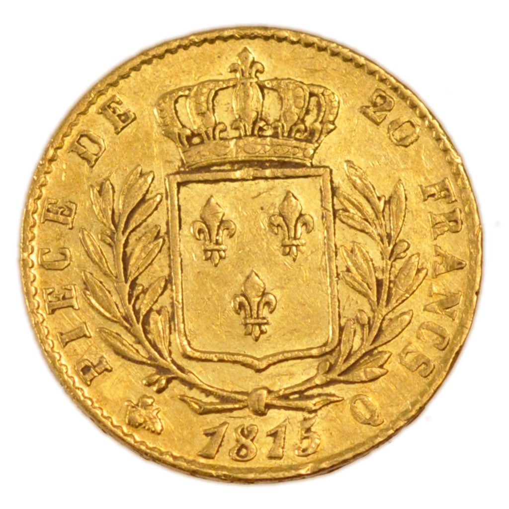 FRANCE, Louis XVIII, 20 Francs, 1815, Perpignan, KM #706.5, EF(40-45), Gold,...