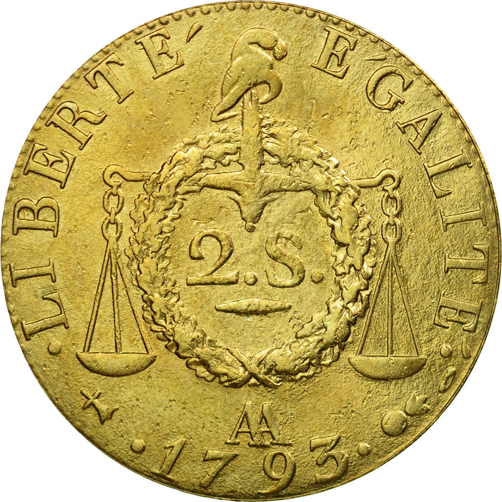 France, Medal, Reproduction Deux Sols aux Balances, Révolution 1793, MDP