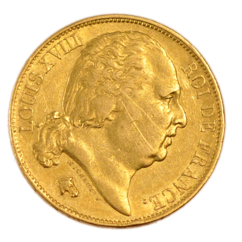 FRANCE, Louis XVIII, 20 Francs, 1817, Paris, KM #712.1, EF(40-45), Gold,...