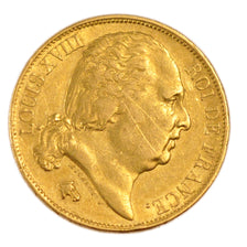 FRANCE, Louis XVIII, 20 Francs, 1817, Paris, KM #712.1, EF(40-45), Gold,...