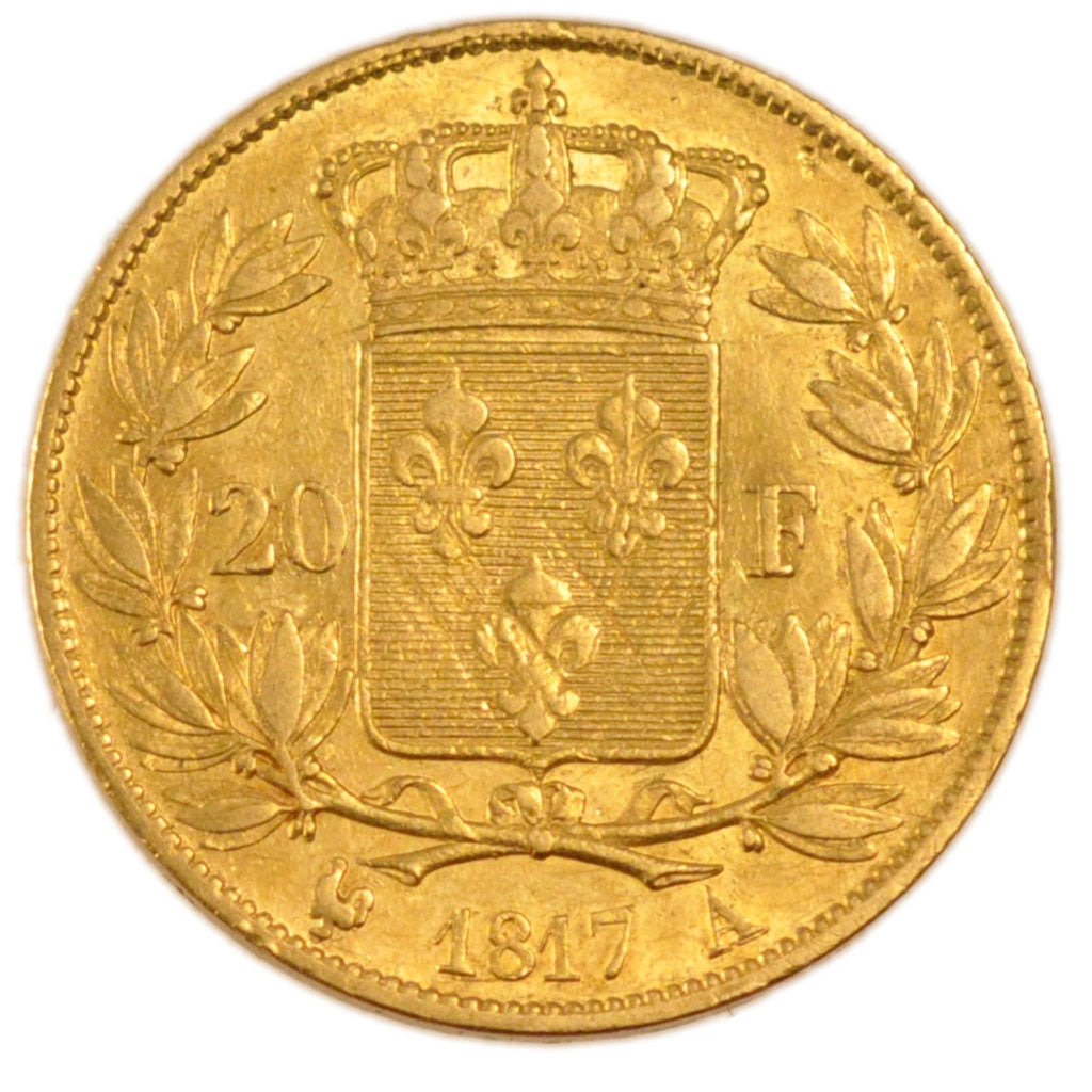 FRANCE, Louis XVIII, 20 Francs, 1817, Paris, KM #712.1, EF(40-45), Gold,...
