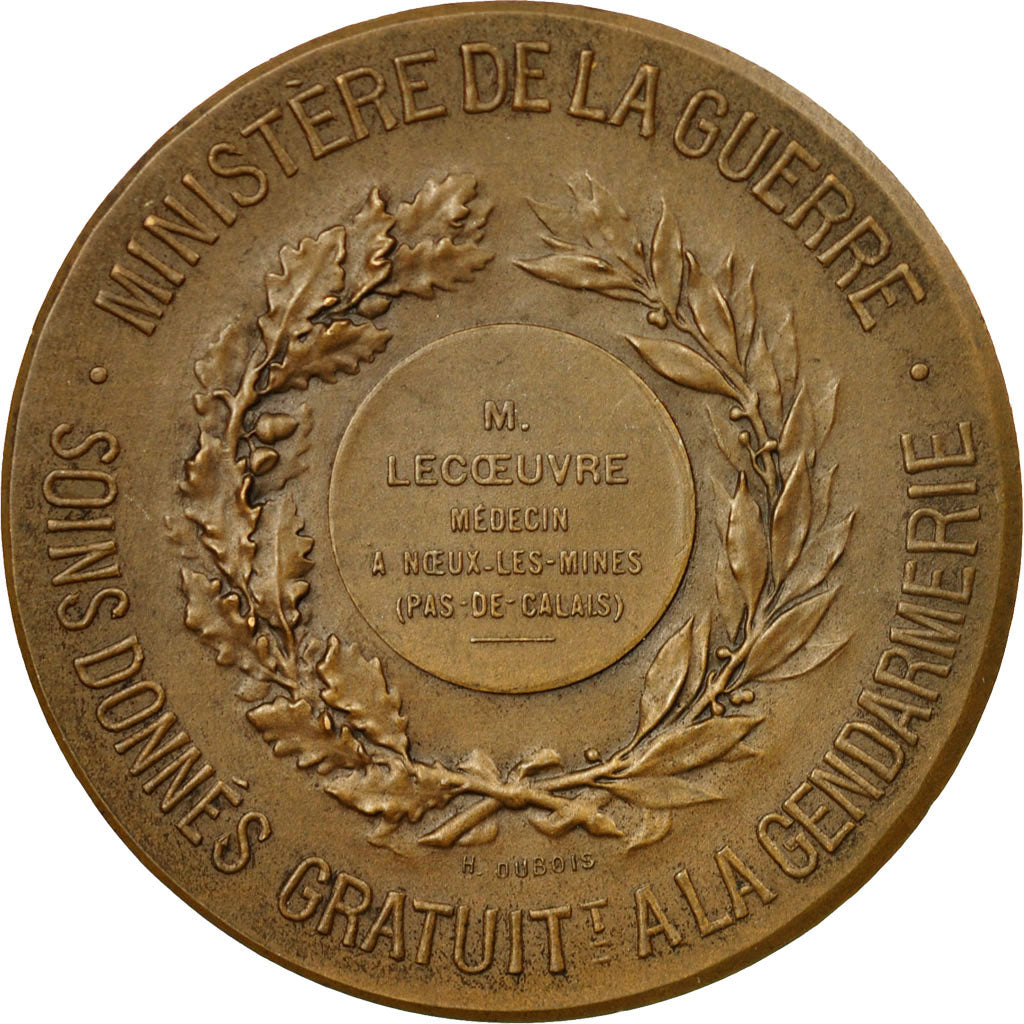 France, Medal, Ministère de la Guerre, Soins donnés à la Gendarmerie