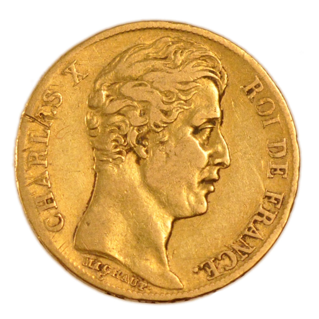 FRANCE, Charles X, 20 Francs, 1825, Paris, KM #726.1, EF(40-45), Gold, Gadoury..