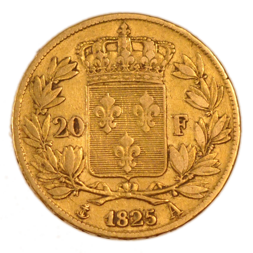 FRANCE, Charles X, 20 Francs, 1825, Paris, KM #726.1, EF(40-45), Gold, Gadoury..