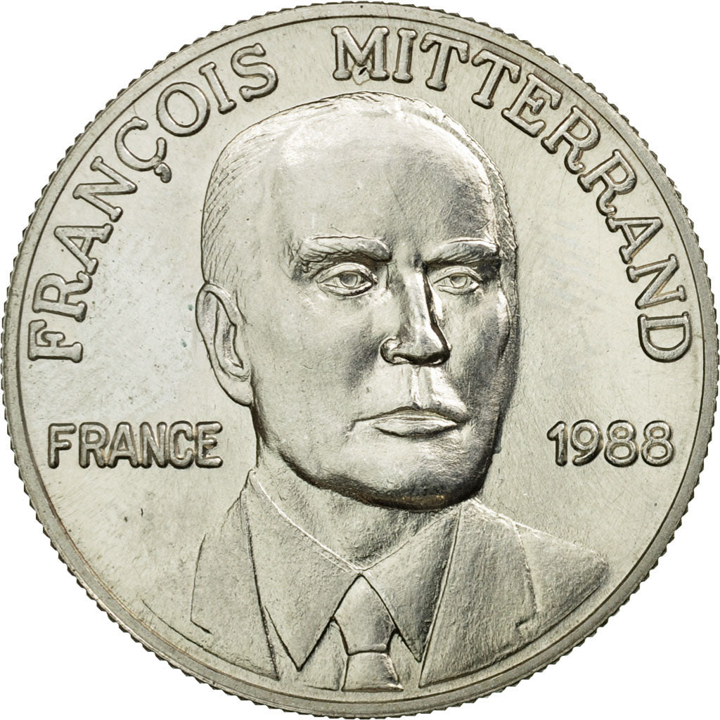 France, Médaille, Mitterrand, Elections Présidentielles, 1988, FDC, Argent