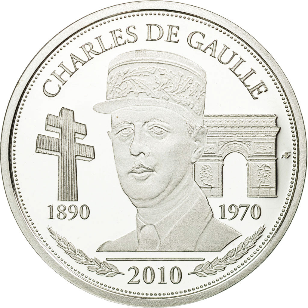 France, Médaille, Vème République, Charles De Gaulle, 2010, FDC, Argent