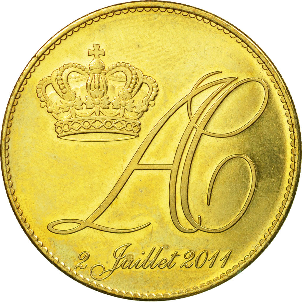 Monaco, Jeton, Mariage Princier, Albert et Charlène, 2011, SPL+, Copper-Nickel