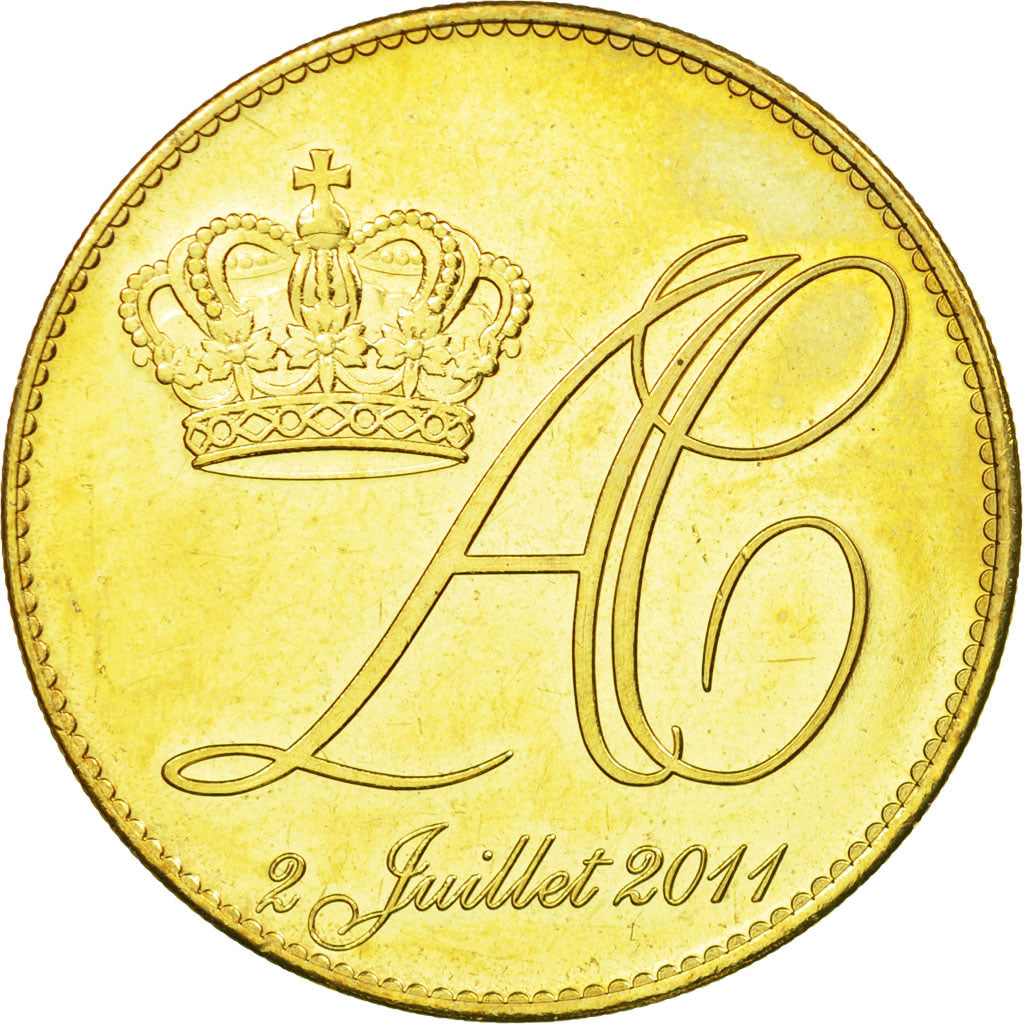 Monaco, Jeton, Mariage Princier, Albert et Charlène, 2011, SPL+, Copper-Nickel